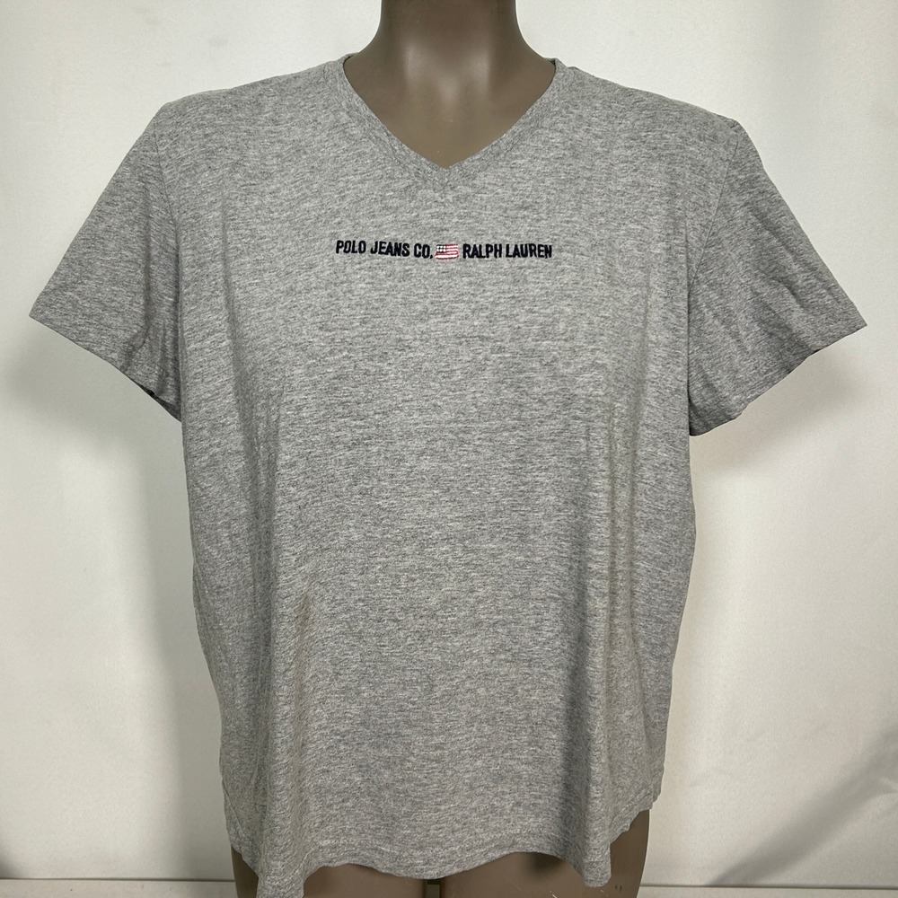 Polo Jeans Co Ralph Lauren Gray Embroidered T-Shirt Women's LARGE